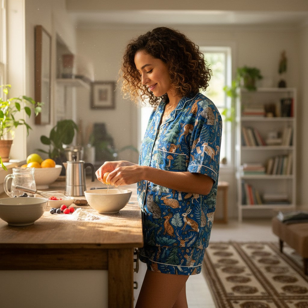 Blue Woodland Cotton Pyjama Set | Hand Block Print | The Marigold Story