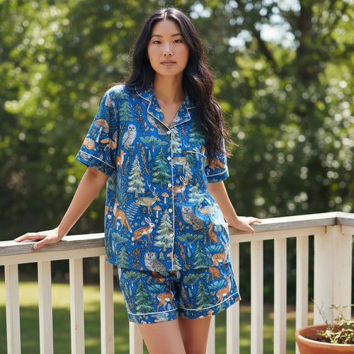 Blue Woodland Cotton Pyjama Set | Hand Block Print | The Marigold Story