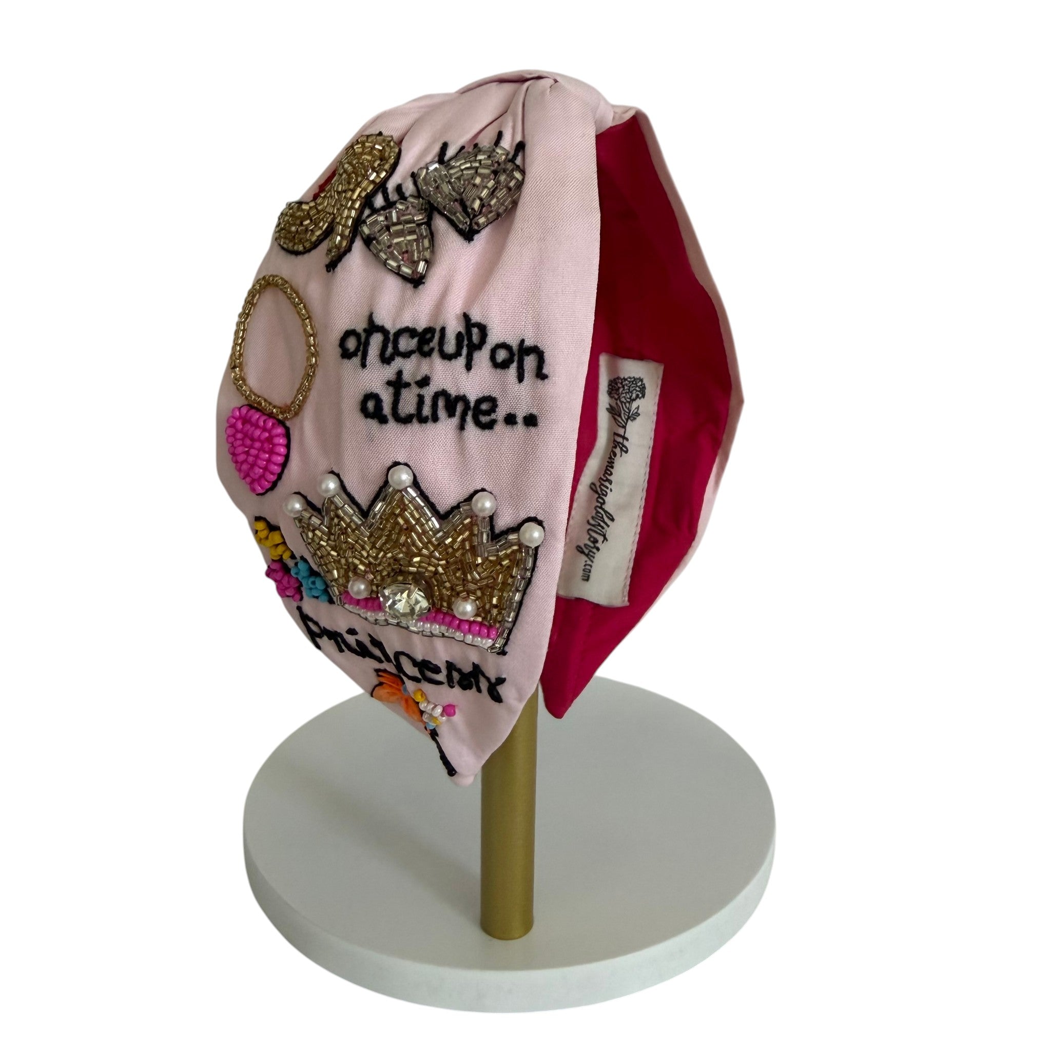 Handcrafted Pink Once Upon a Time Princess Beaded Headband – View 2 | The Marigold Story