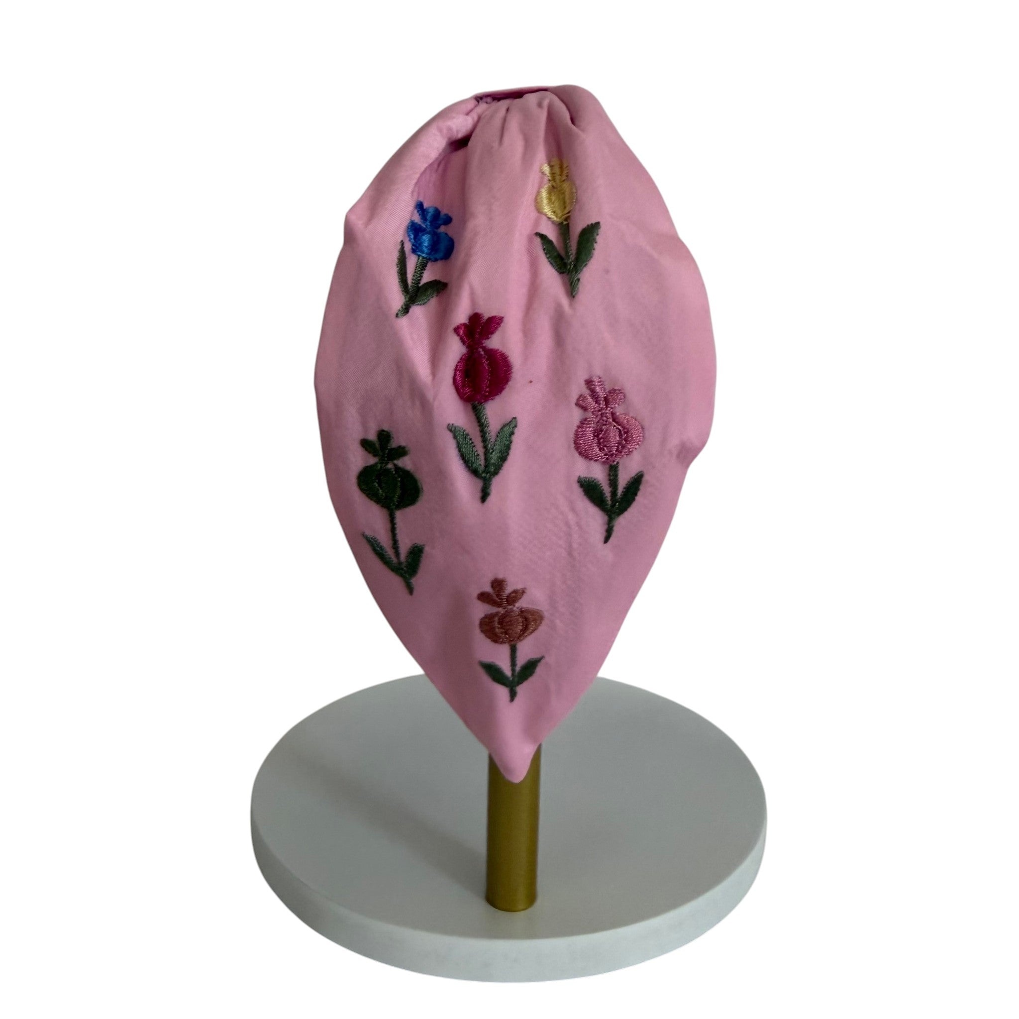 Handcrafted Pink Rainbow Tulip Embroidered Headband | The Marigold Story