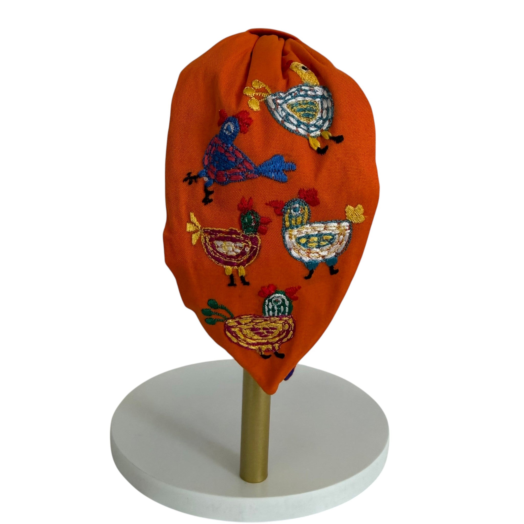 Handcrafted Orange Folk Rooster Embroidered Headband | The Marigold Story