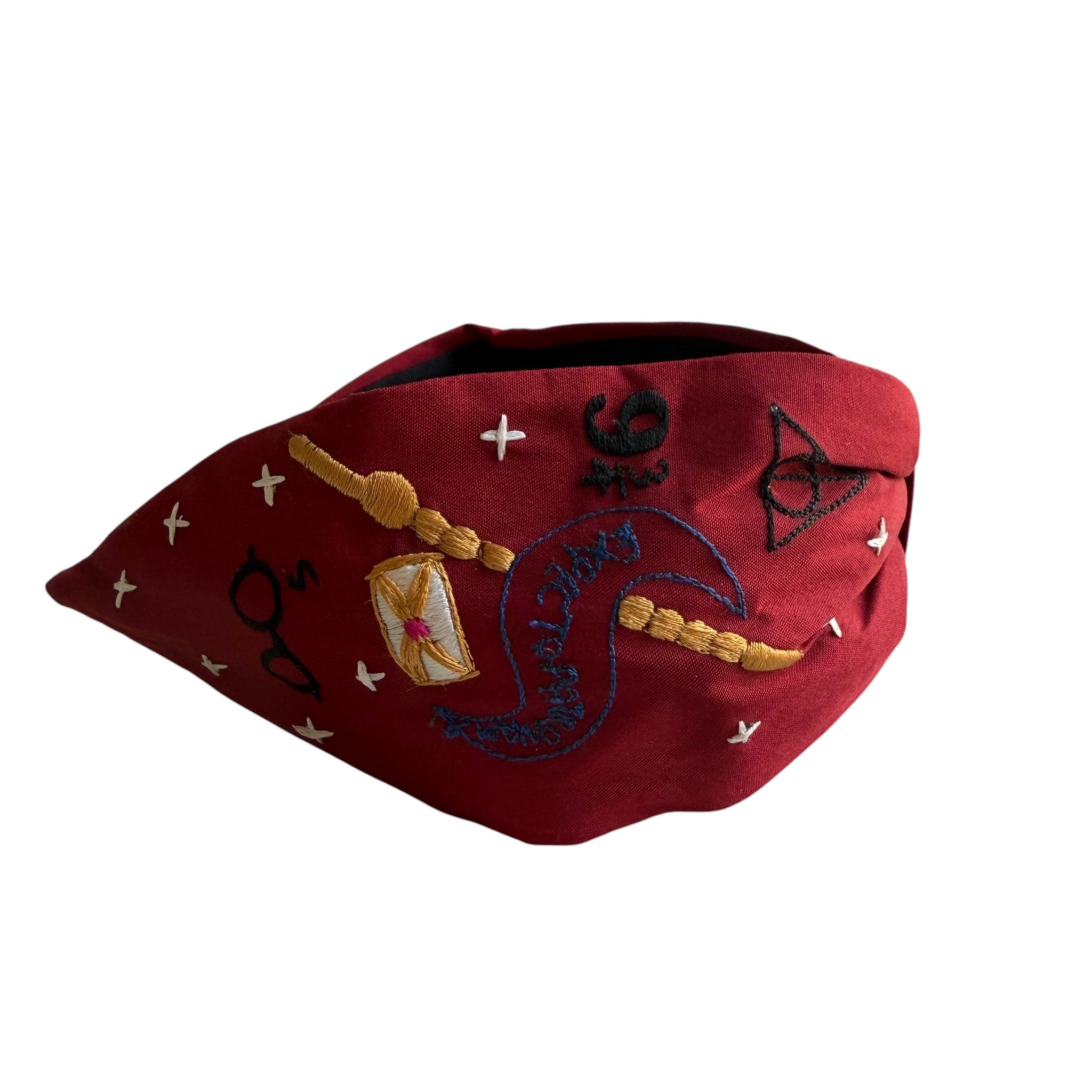 Handcrafted Burgundy Wizarding Fantasy Embroidered Headband