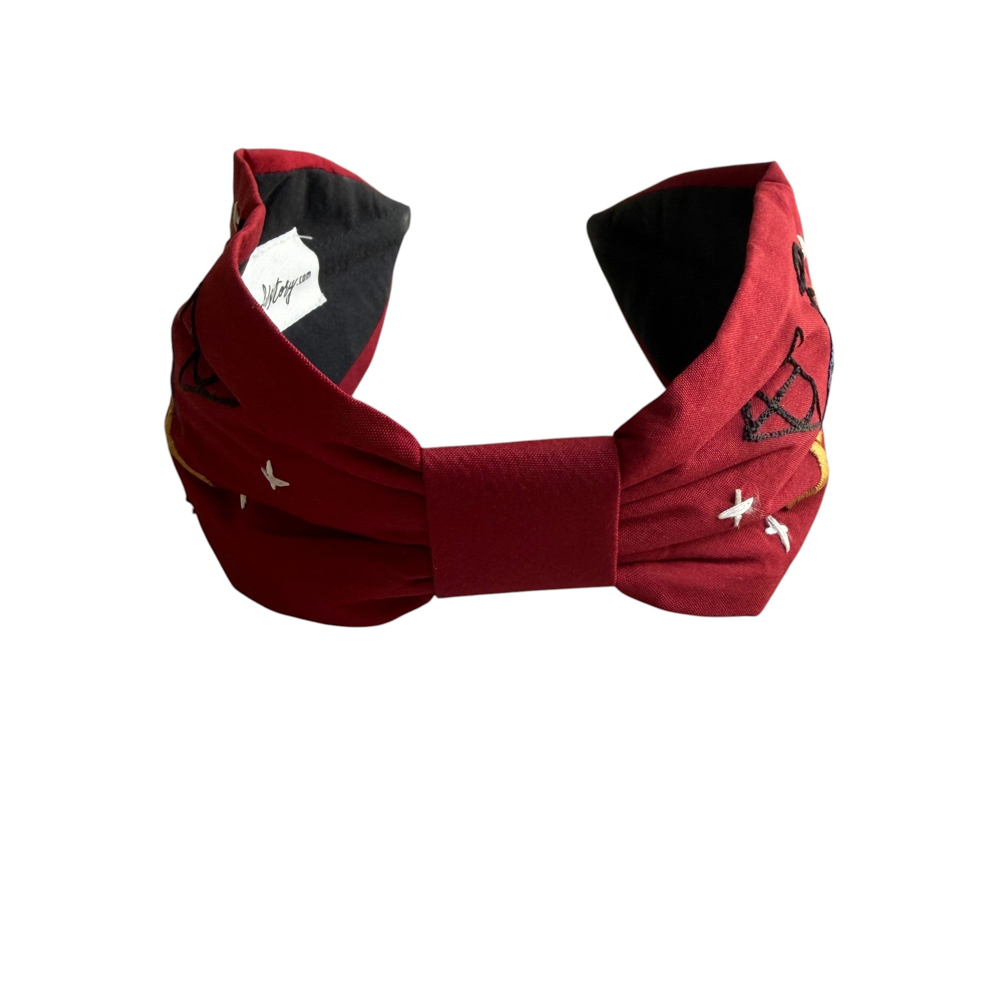 Handcrafted Burgundy Wizarding Fantasy Embroidered Headband