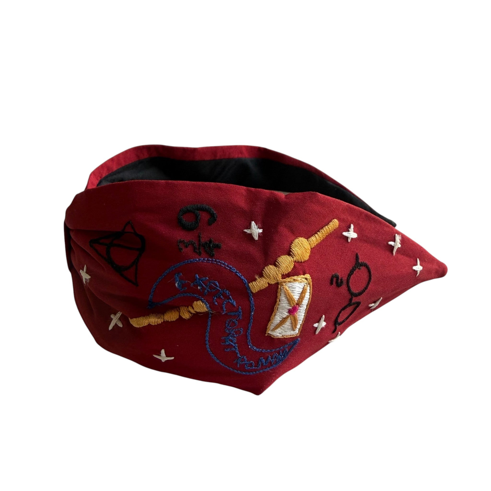 Handcrafted Burgundy Wizarding Fantasy Embroidered Headband