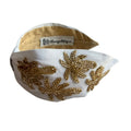 Handcrafted White Gold Beaded Palm Tree Headband