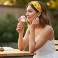 Handcrafted Yellow Ice Cream Embroidered Headband