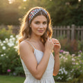 Handcrafted Black & White Gingham Strawberry Embroidered Headband
