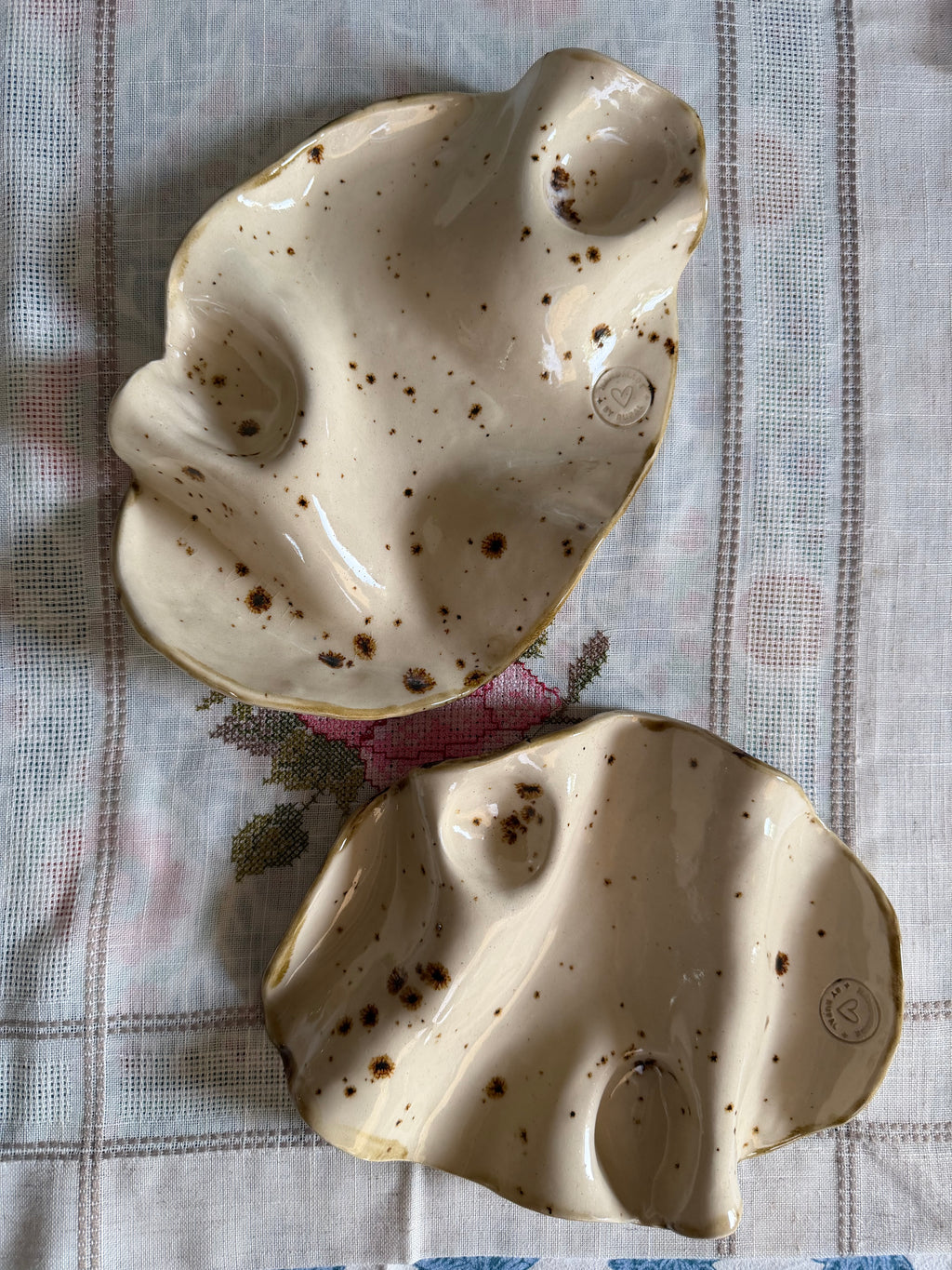 Handmade Organic Speckled Ceramic Platters | Set of 2 | Cheese & Serving Board