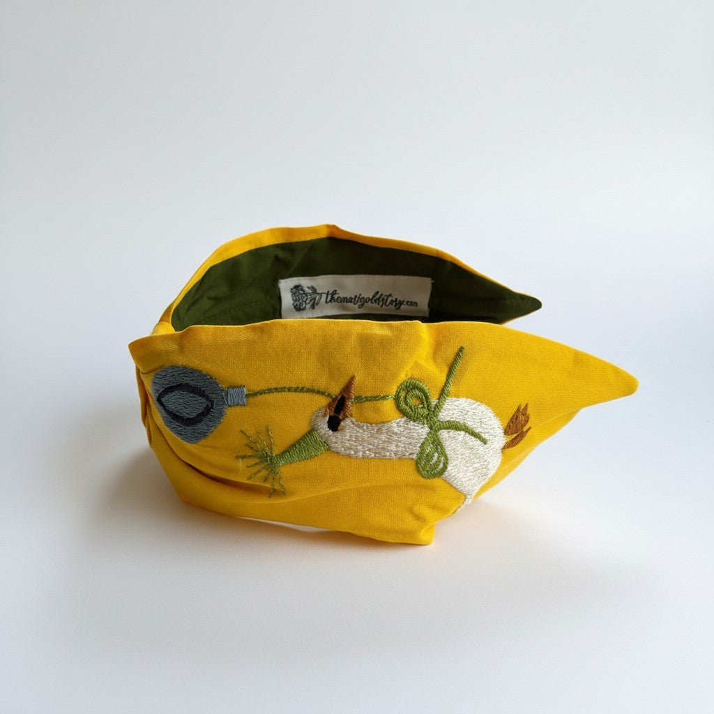 Handcrafted Yellow Duck & Balloon Embroidered Headband