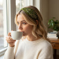Handcrafted Forest Green Floral Crystal Embellished Headband