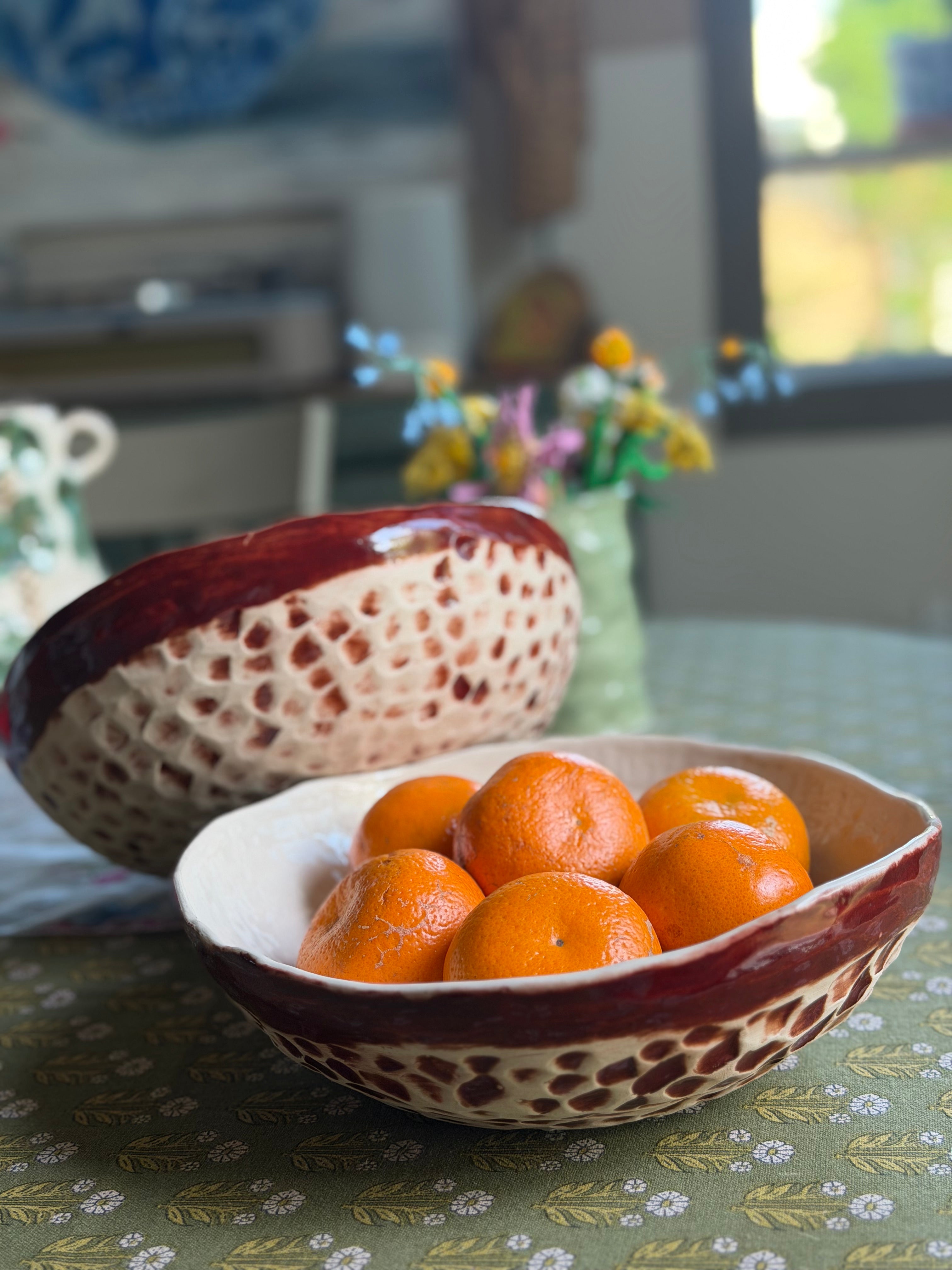 Handmade White Serving Bowls | Set of 2 | Stoneware Ceramic