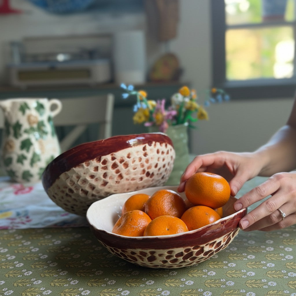 Handmade White Serving Bowls | Set of 2 | Stoneware Ceramic