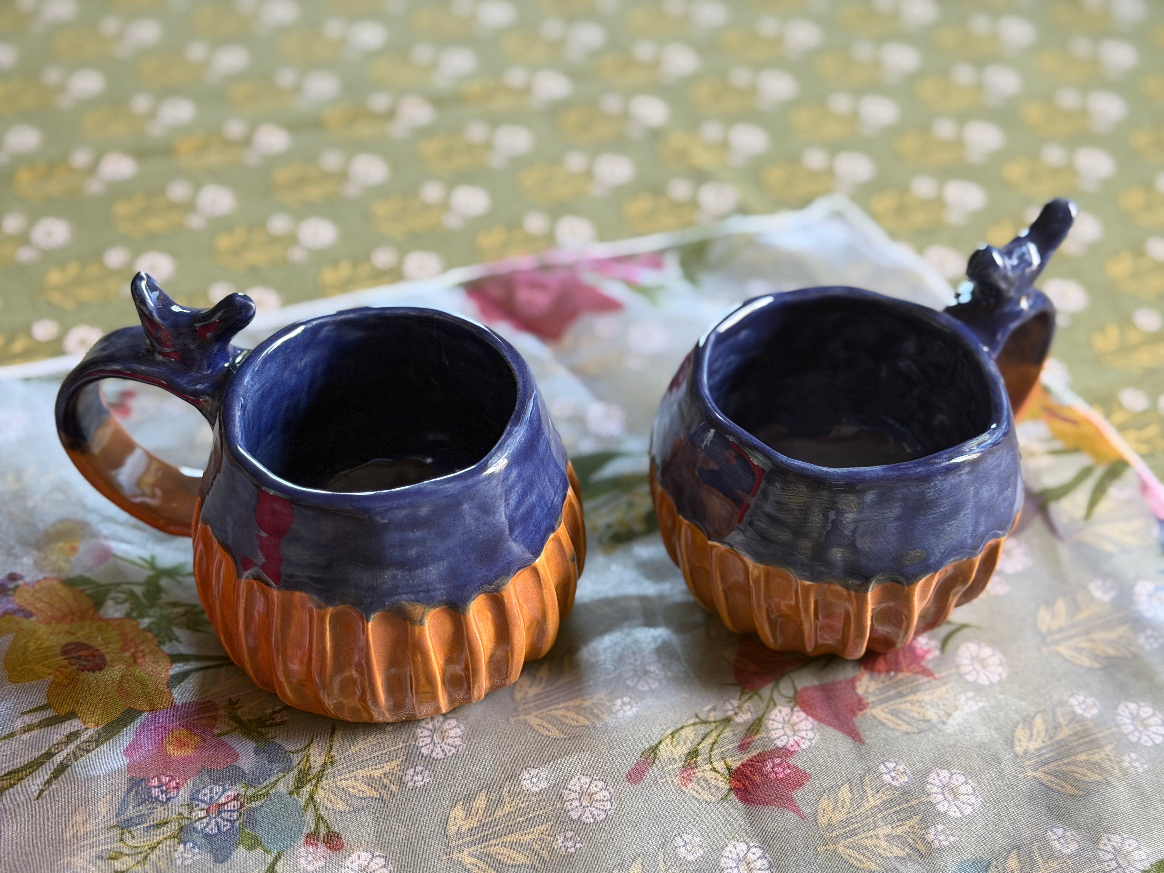 Handmade Bird Mugs | Set of 2 | White Clay Ceramic
