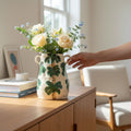 Handmade Ceramic Palm Botanical Vase | Hand-Painted Artisan Vase