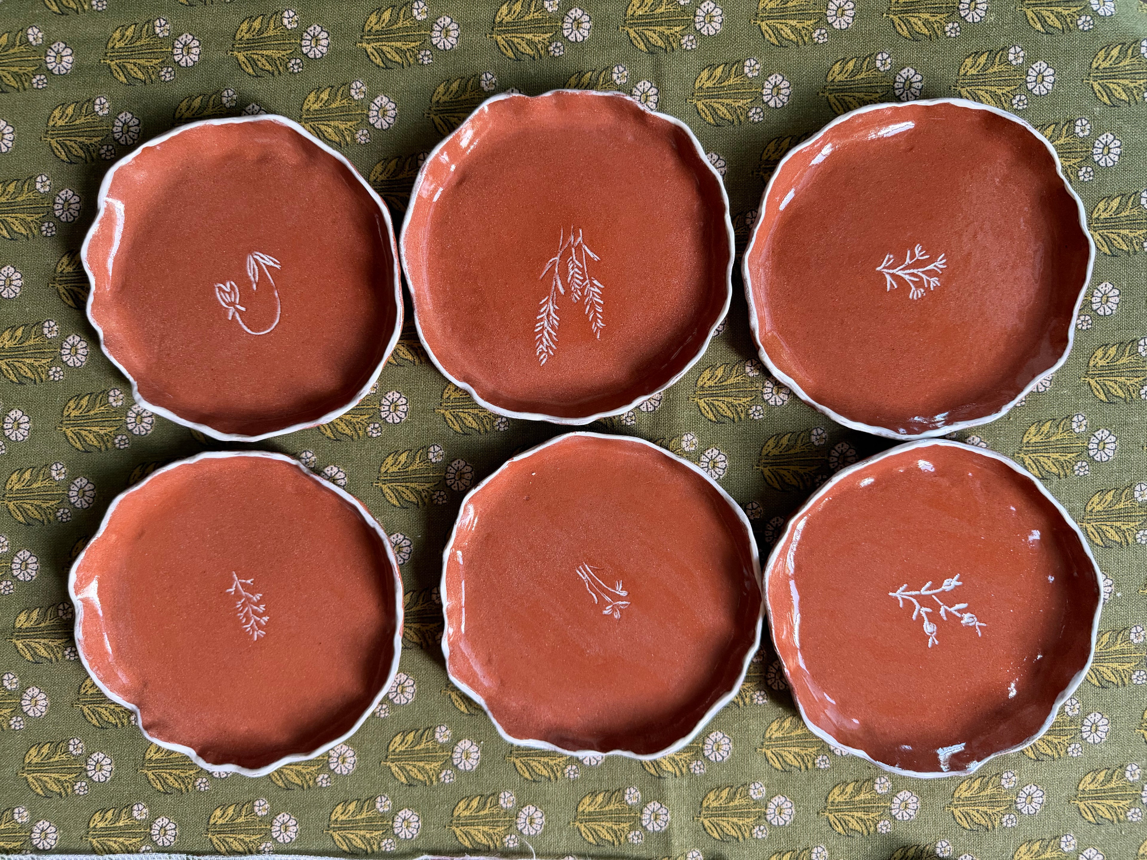 Handmade Terracotta Snack Plates | Set of 6 | Red Clay Ceramic