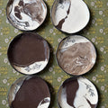 Handmade Mixed Clay Serving Platter, Cheese Board & 6 Snack Plates Set | Abstract Ceramic