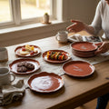 Handmade Terracotta Serving Platter, Cheese Board & 6 Snack Plates Set | Red Clay Ceramic