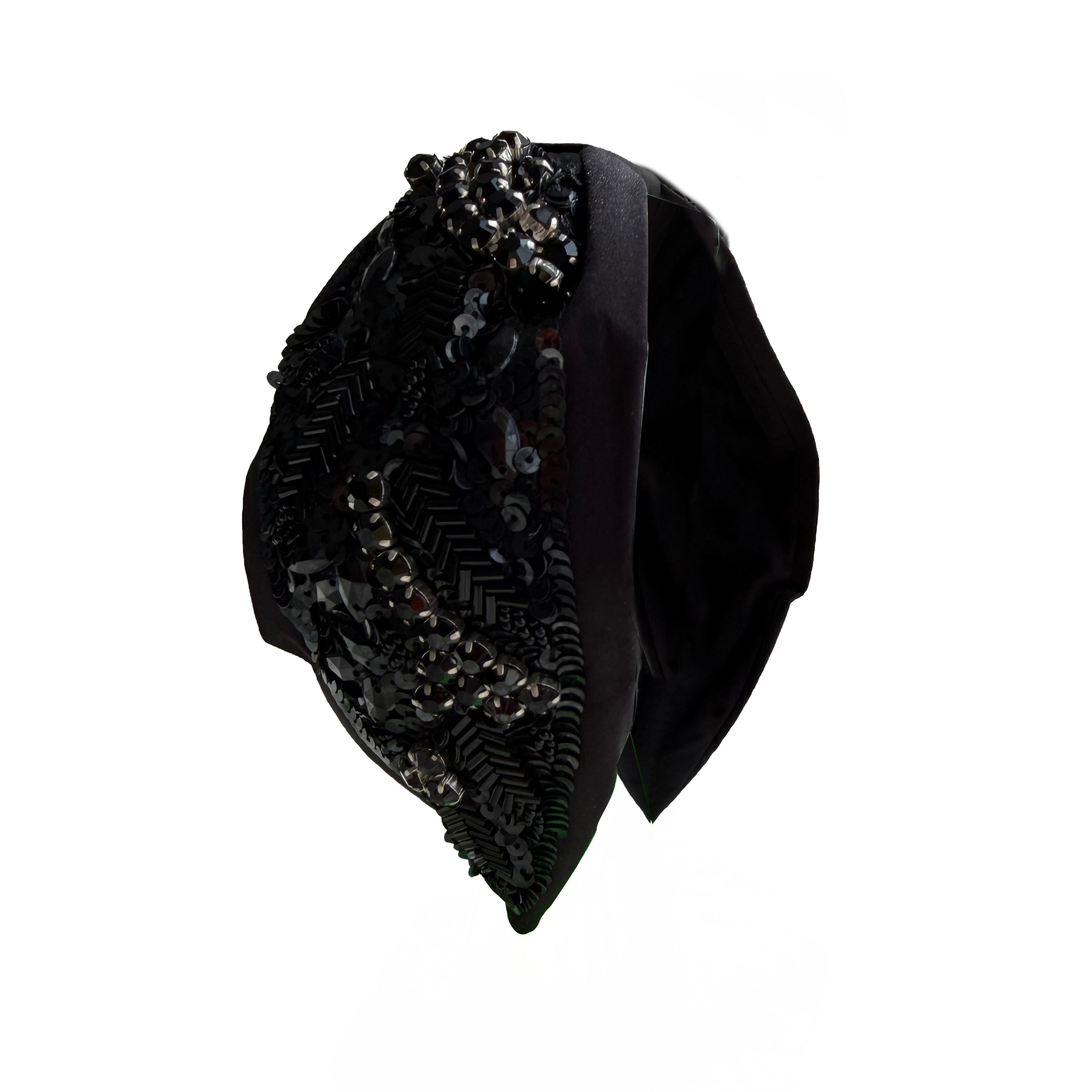 Handcrafted Black Sequin Beaded Embroidered Headband