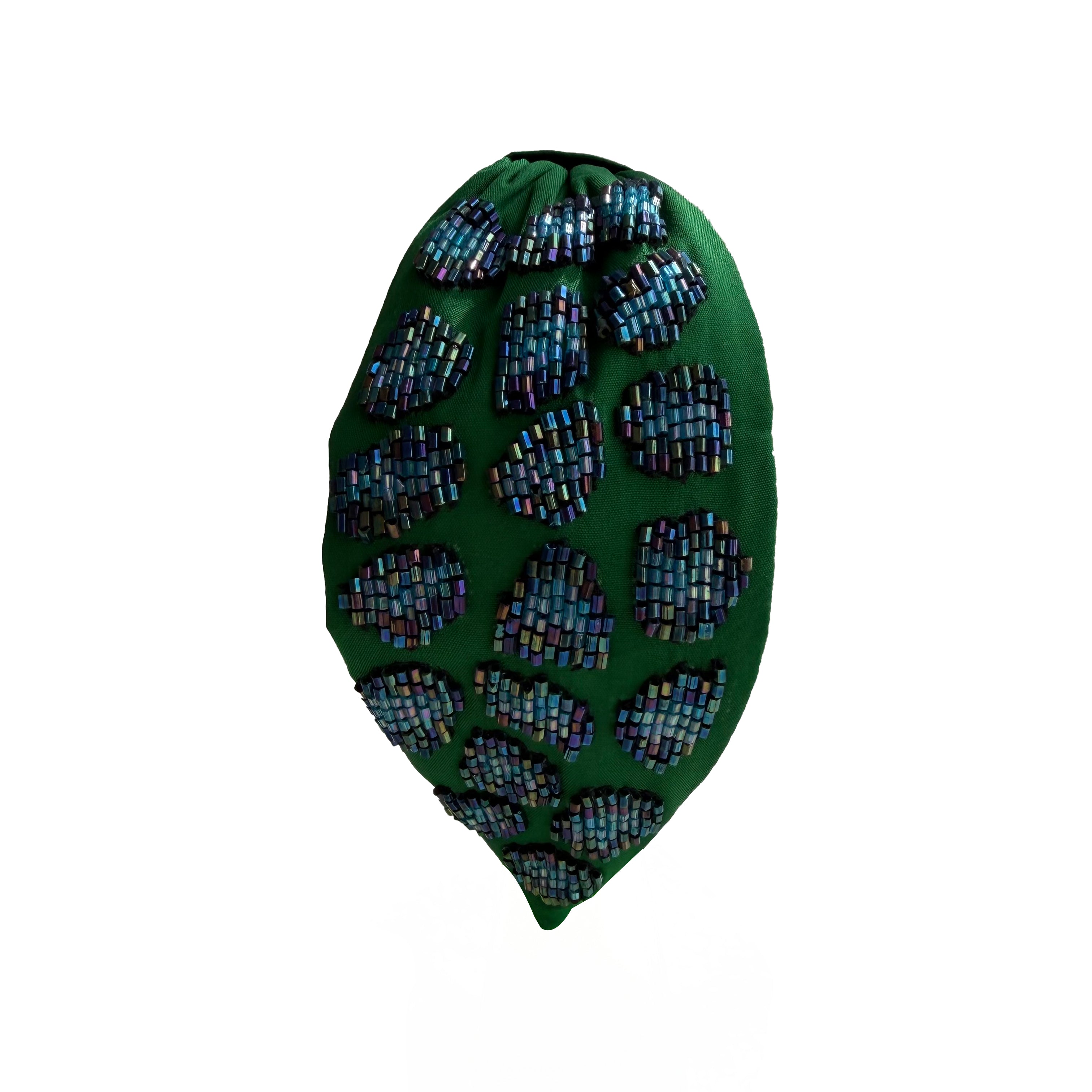 Handcrafted Green Beaded Pattern Embroidered Headband
