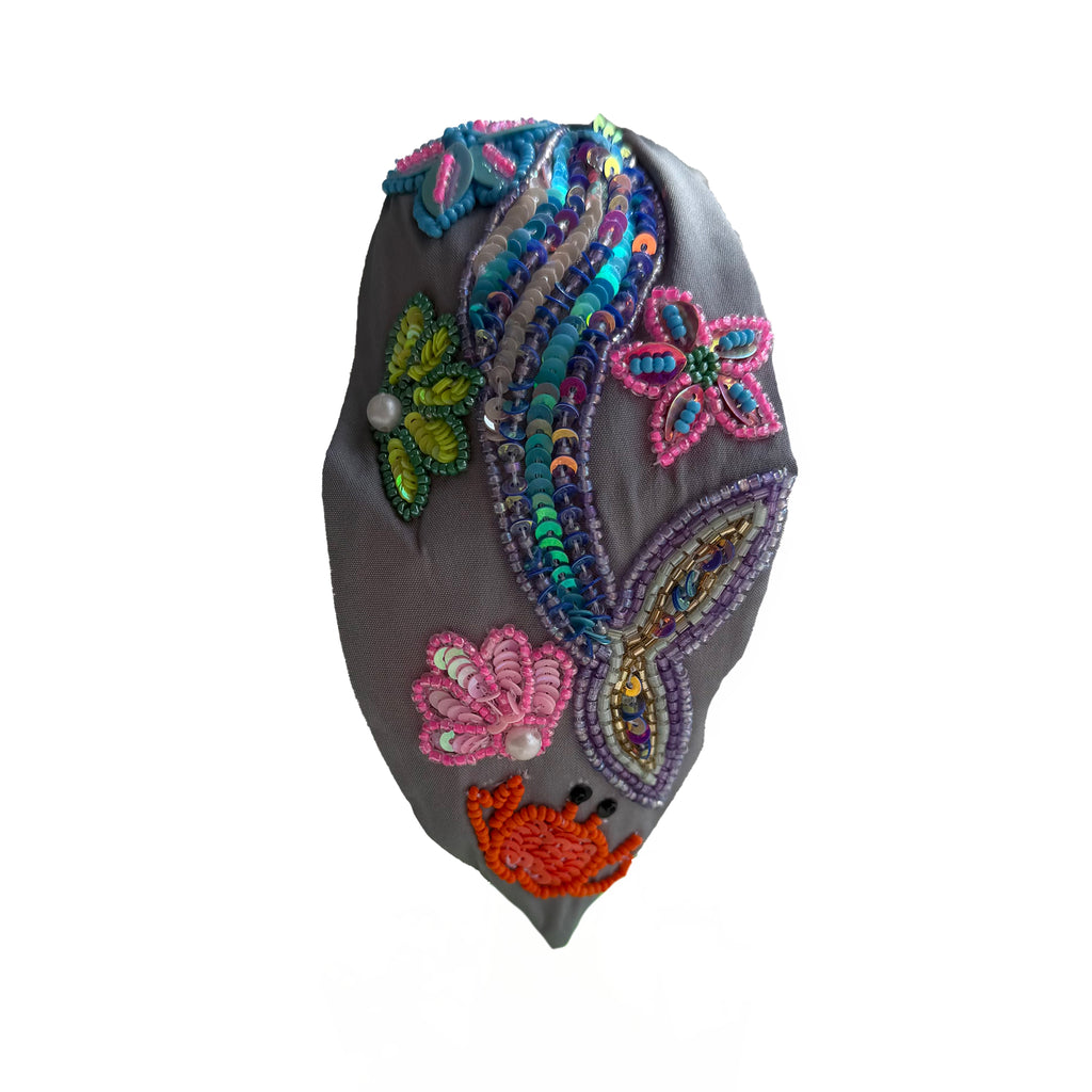Handcrafted Grey Mermaid Beaded Embroidered Headband