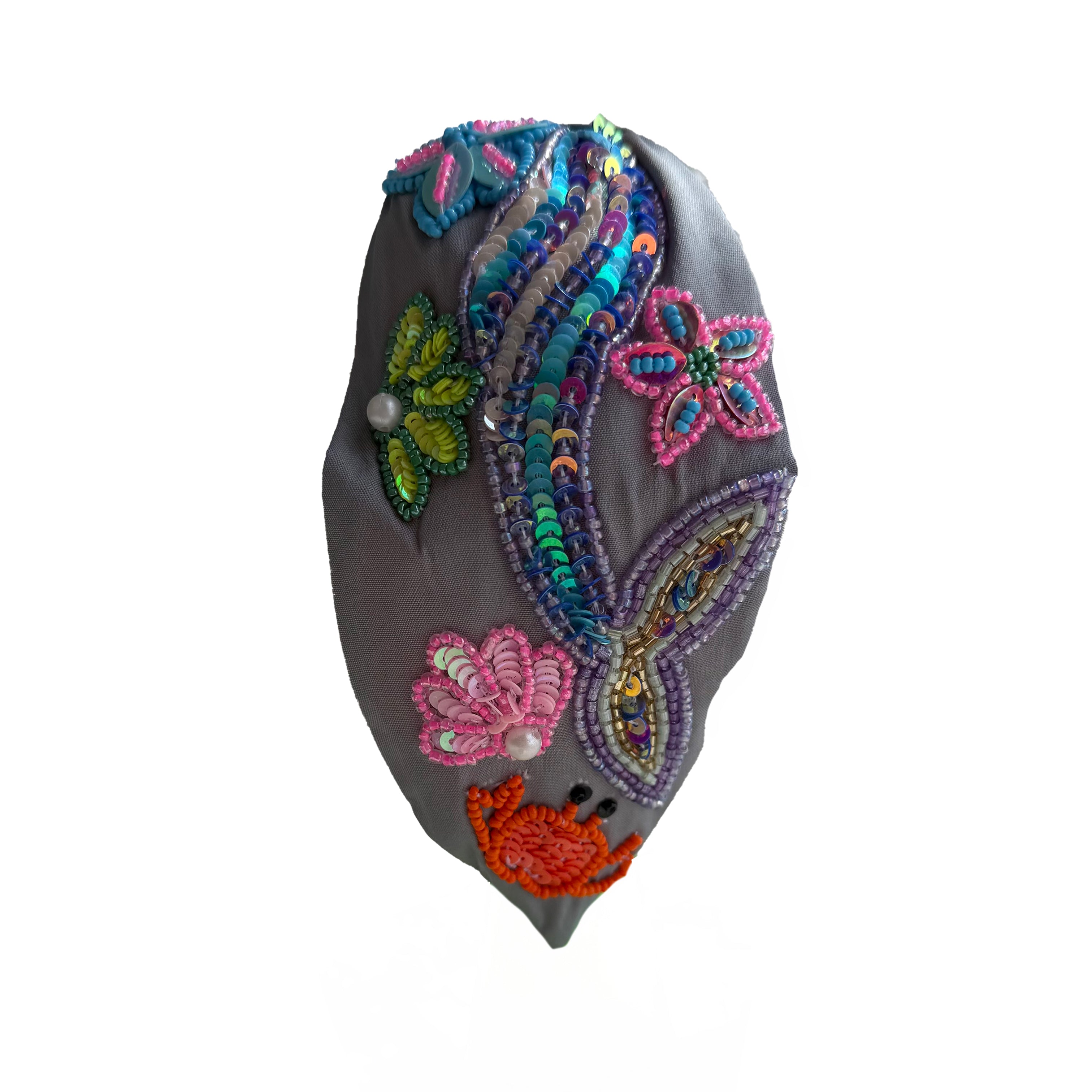 Handcrafted Grey Mermaid Beaded Embroidered Headband
